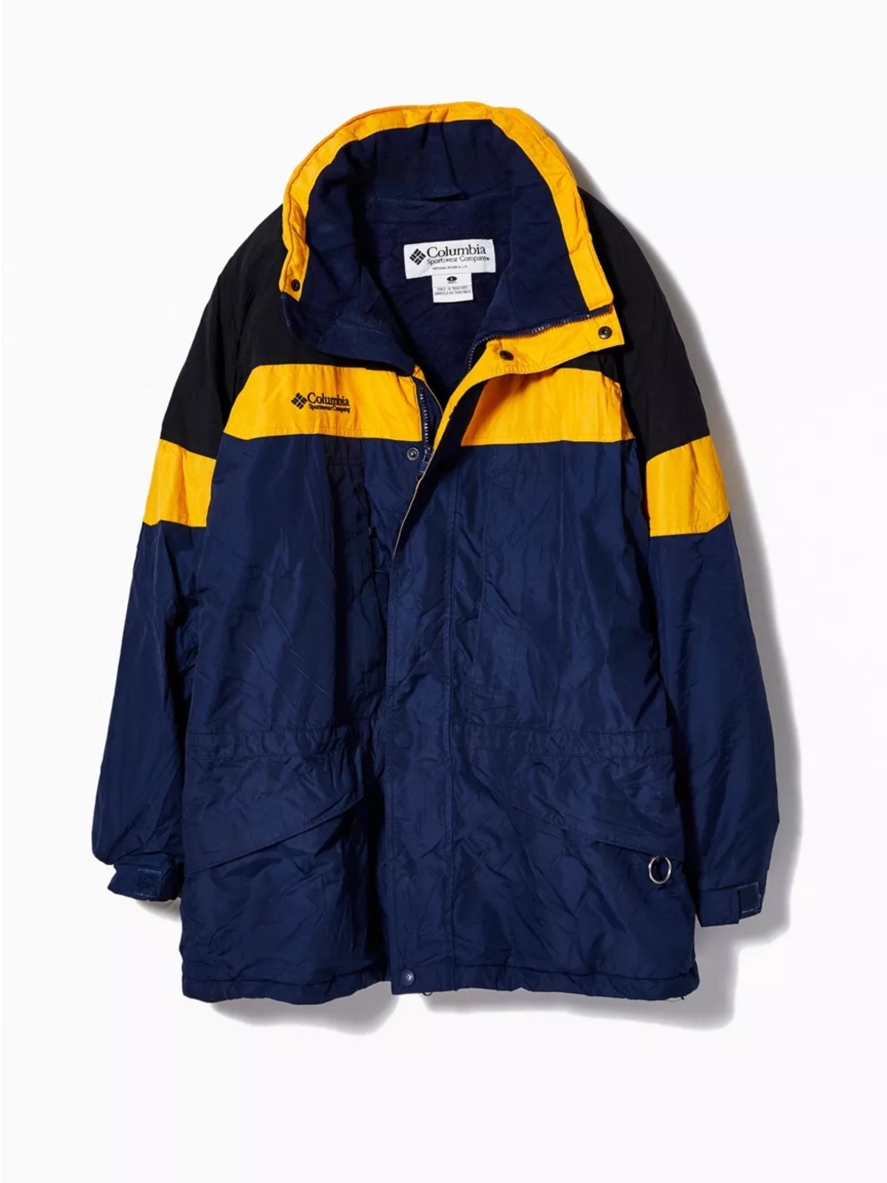 NWOT Urban Outfitters Vintage Columbia Navy, Yellow & Black Colorblock Jacket-L